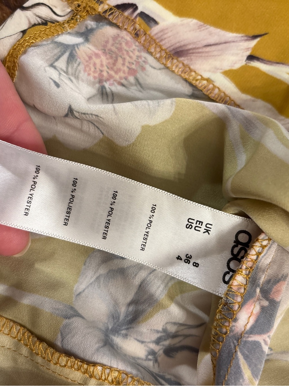 NWT ASOS Mustard Floral Sleeveless Midi Dress Size 4 Twist Back Cutout - Picture 12 of 12